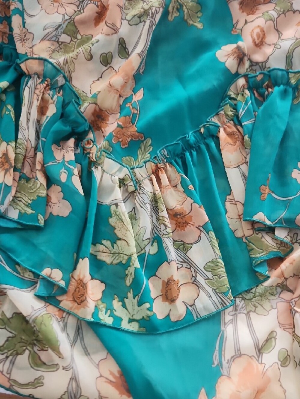 Green Floral Ruffled Maxi Skirt - Picture 8 of 10